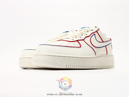 נעלי Nike Air Force 1 Low שמנת עם תפרים אדומים וכחולים, תמונה 5