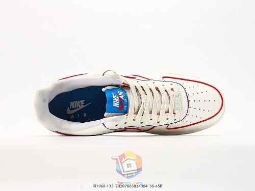 נעלי Nike Air Force 1 Low שמנת עם תפרים אדומים וכחולים, תמונה 7