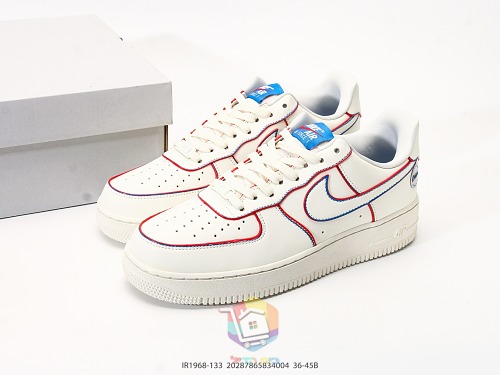 נעלי Nike Air Force 1 Low שמנת עם תפרים אדומים וכחולים, תמונה 10