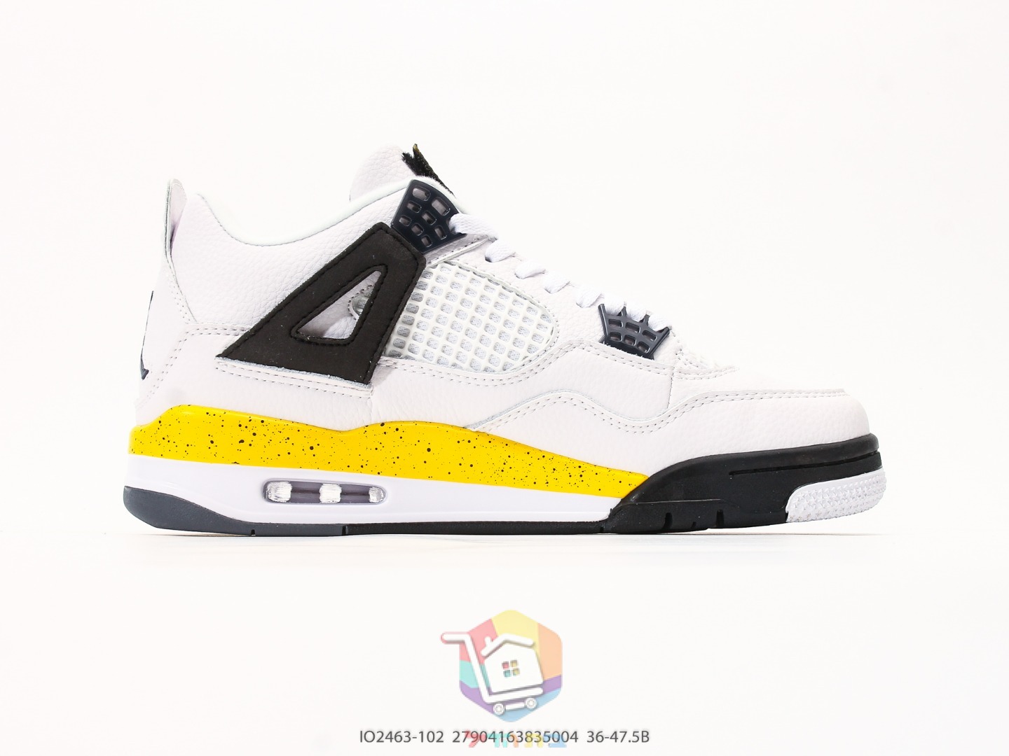 Air Jordan 4 Retro Sneaker, Weiß und Gelb