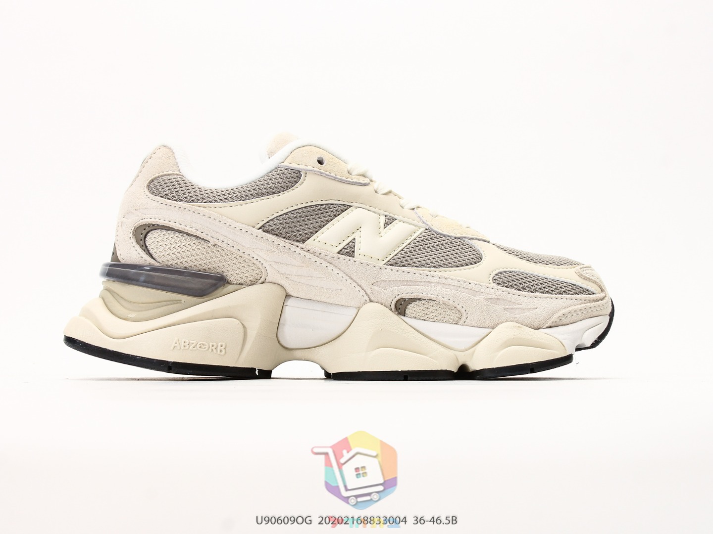 حذاء New Balance 9060، كريمي ورمادي