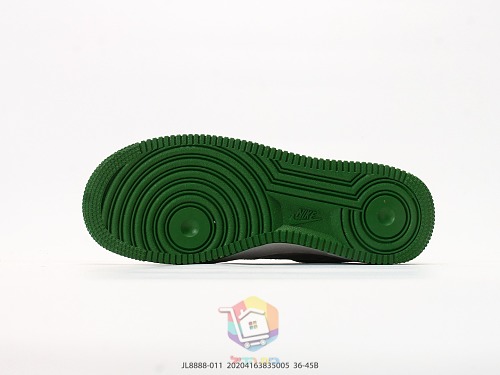 נעלי Nike Air Force 1 Low מזמש אפור עם לוגו ירוק, תמונה 7