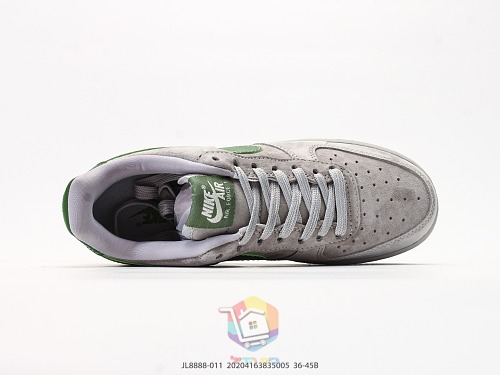 נעלי Nike Air Force 1 Low מזמש אפור עם לוגו ירוק, תמונה 8