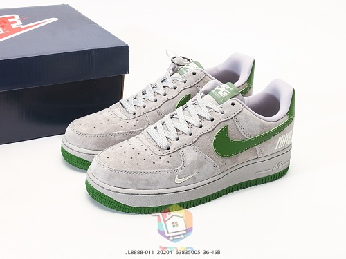 נעלי Nike Air Force 1 Low מזמש אפור עם לוגו ירוק, תמונה 10