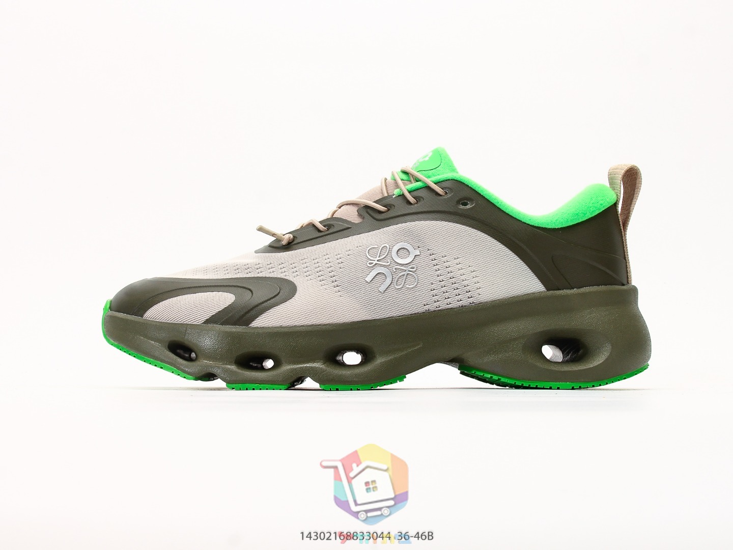 حذاء Loewe x On Cloudsolo، أخضر كاكي ورملي