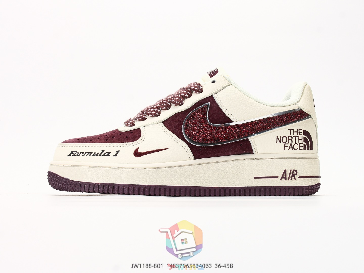 حذاء Nike Air Force 1 Low بشعار The North Face، عنابي أو كحلي