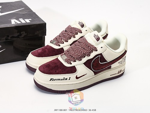 נעלי Nike Air Force 1 Low עם לוגו The North Face, בורדו או כחול כהה, תמונה 2