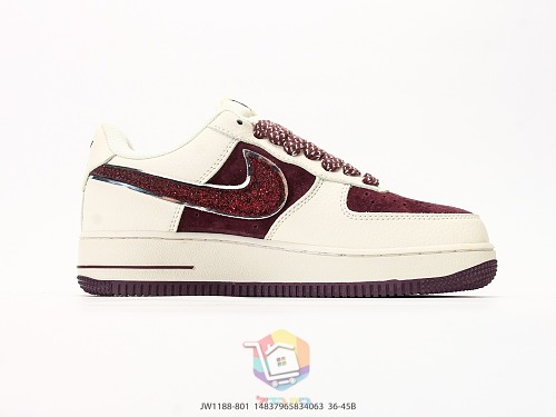 נעלי Nike Air Force 1 Low עם לוגו The North Face, בורדו או כחול כהה, תמונה 9
