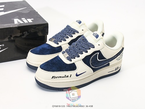 נעלי Nike Air Force 1 Low עם לוגו The North Face, בורדו או כחול כהה, תמונה 11