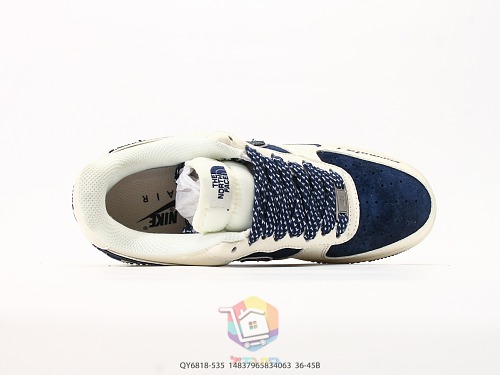 נעלי Nike Air Force 1 Low עם לוגו The North Face, בורדו או כחול כהה, תמונה 17