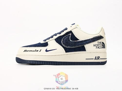נעלי Nike Air Force 1 Low עם לוגו The North Face, בורדו או כחול כהה, תמונה 19