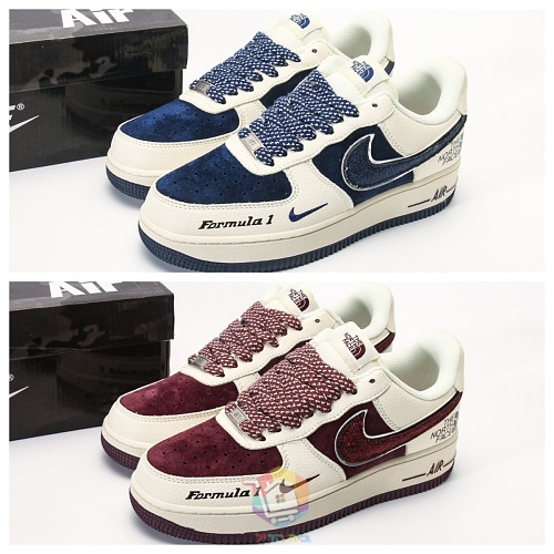 נעלי Nike Air Force 1 Low עם לוגו The North Face, בורדו או כחול כהה, תמונה 21