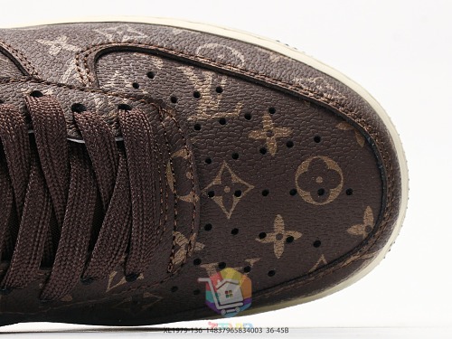נעלי Nike Air Force 1 Low חום עם מונוגרם Louis Vuitton ובטנה מחממת, תמונה 2