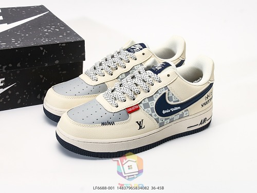 נעלי Nike Air Force 1 Low שמנת עם לוגו Louis Vuitton או זמש ירוק ושחור עם לוגו Supreme, תמונה 3