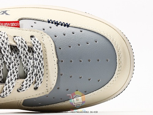 נעלי Nike Air Force 1 Low שמנת עם לוגו Louis Vuitton או זמש ירוק ושחור עם לוגו Supreme, תמונה 4