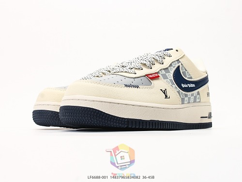 נעלי Nike Air Force 1 Low שמנת עם לוגו Louis Vuitton או זמש ירוק ושחור עם לוגו Supreme, תמונה 7