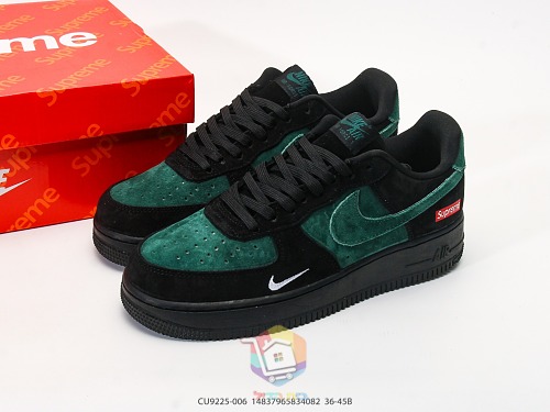 נעלי Nike Air Force 1 Low שמנת עם לוגו Louis Vuitton או זמש ירוק ושחור עם לוגו Supreme, תמונה 11