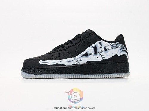 נעלי Nike Air Force 1 Low שחור עם הדפס שלד או זמש ירוק, תמונה 10