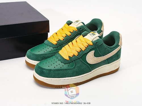 נעלי Nike Air Force 1 Low שחור עם הדפס שלד או זמש ירוק, תמונה 12