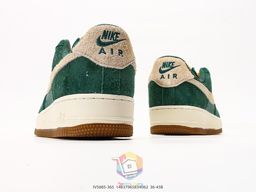 נעלי Nike Air Force 1 Low שחור עם הדפס שלד או זמש ירוק, תמונה 15