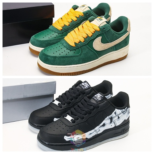 נעלי Nike Air Force 1 Low שחור עם הדפס שלד או זמש ירוק, תמונה 21