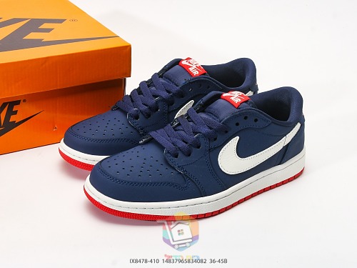 נעלי Air Jordan 1 Low תכלת ולבן עם בוקלה או כחול כהה, תמונה 12