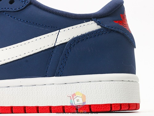 נעלי Air Jordan 1 Low תכלת ולבן עם בוקלה או כחול כהה, תמונה 14
