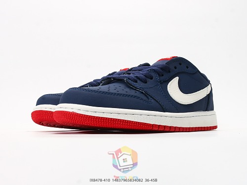נעלי Air Jordan 1 Low תכלת ולבן עם בוקלה או כחול כהה, תמונה 16