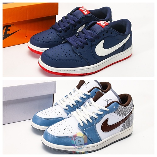 נעלי Air Jordan 1 Low תכלת ולבן עם בוקלה או כחול כהה, תמונה 21