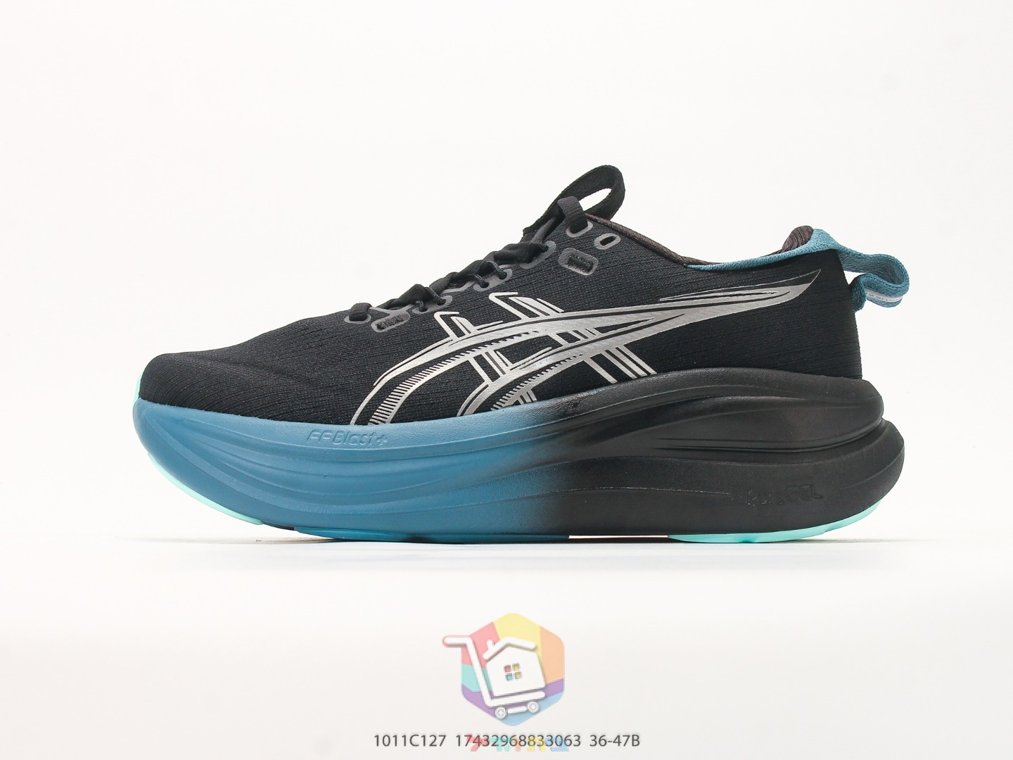 ASICS Gel-Nimbus 28 Laufschuhe, Schwarz und Blau