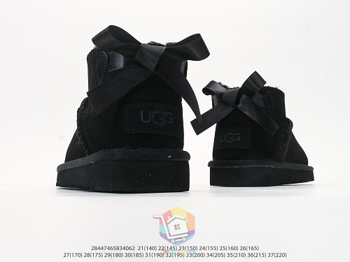 מגפוני UGG Ultra Mini Bailey Bow לילדים, שחור, ערמון, ורוד, תמונה 5
