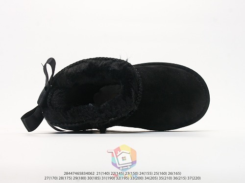 מגפוני UGG Ultra Mini Bailey Bow לילדים, שחור, ערמון, ורוד, תמונה 8