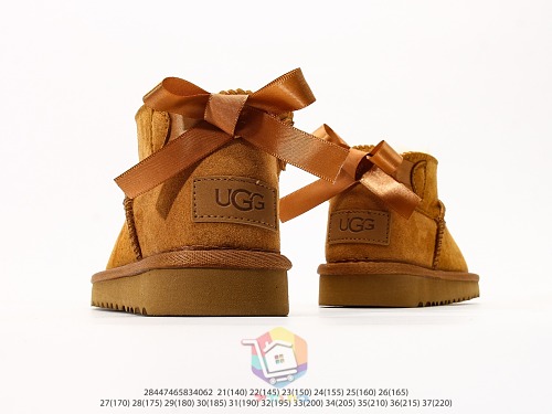 מגפוני UGG Ultra Mini Bailey Bow לילדים, שחור, ערמון, ורוד, תמונה 11