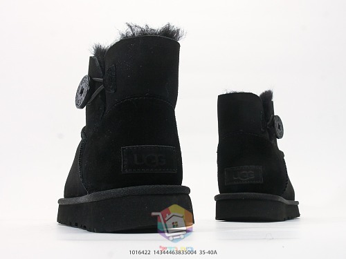 מגפוני UGG Mini Bailey Button II, שחור, חום כהה, ערמון, תמונה 5