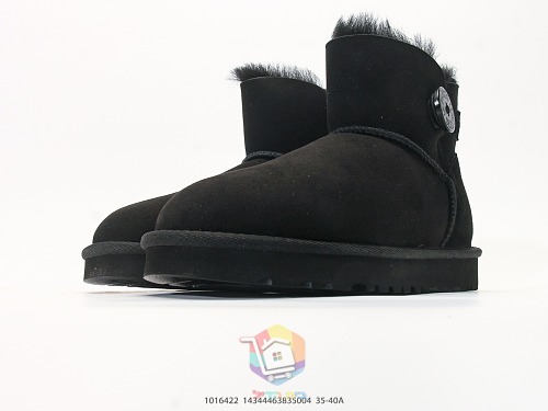 מגפוני UGG Mini Bailey Button II, שחור, חום כהה, ערמון, תמונה 6