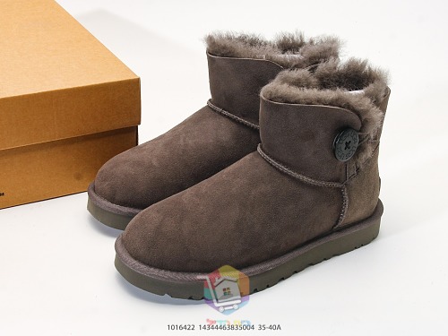 מגפוני UGG Mini Bailey Button II, שחור, חום כהה, ערמון, תמונה 11