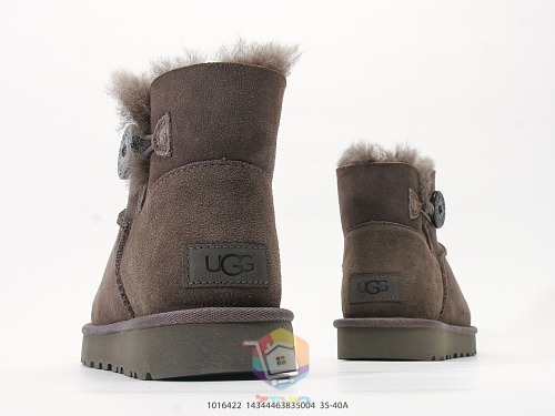מגפוני UGG Mini Bailey Button II, שחור, חום כהה, ערמון, תמונה 14