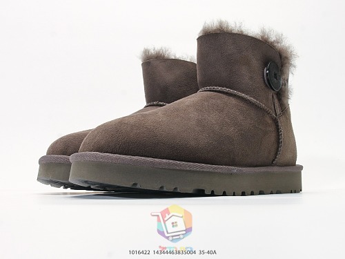 מגפוני UGG Mini Bailey Button II, שחור, חום כהה, ערמון, תמונה 15