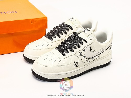 נעלי Nike Air Force 1 Low שמנת עם לוגו Louis Vuitton או ירוק מבריק, תמונה 3
