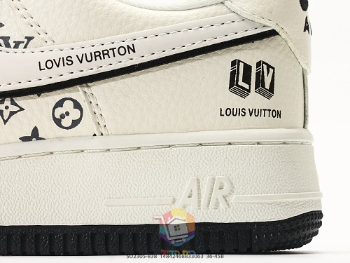 נעלי Nike Air Force 1 Low שמנת עם לוגו Louis Vuitton או ירוק מבריק, תמונה 5