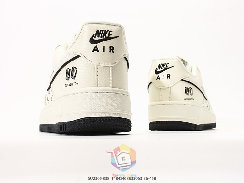 נעלי Nike Air Force 1 Low שמנת עם לוגו Louis Vuitton או ירוק מבריק, תמונה 6