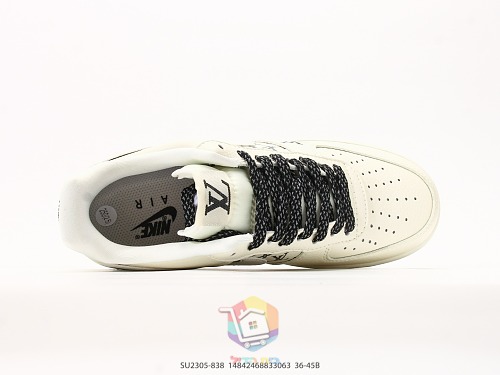 נעלי Nike Air Force 1 Low שמנת עם לוגו Louis Vuitton או ירוק מבריק, תמונה 9
