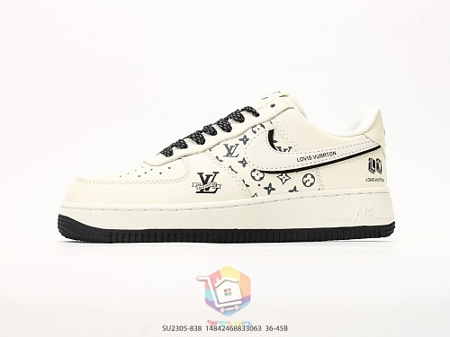 נעלי Nike Air Force 1 Low שמנת עם לוגו Louis Vuitton או ירוק מבריק, תמונה 10