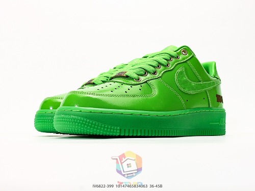 נעלי Nike Air Force 1 Low שמנת עם לוגו Louis Vuitton או ירוק מבריק, תמונה 16