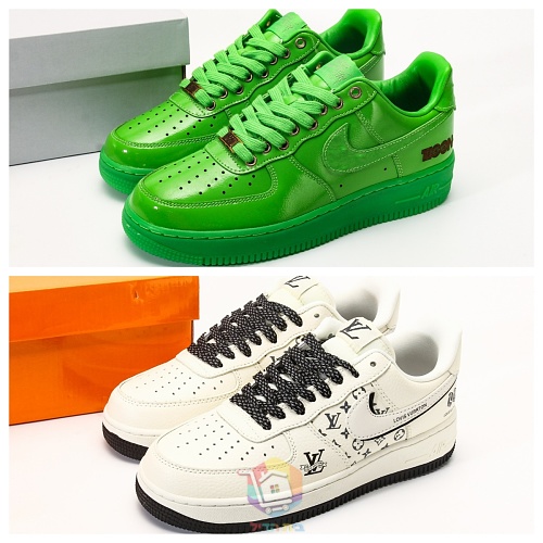נעלי Nike Air Force 1 Low שמנת עם לוגו Louis Vuitton או ירוק מבריק, תמונה 21
