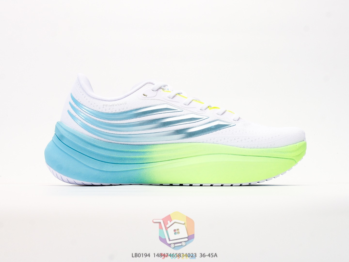 adidas Supernova Rise Laufschuhe, Weiß, Hellblau und Limette