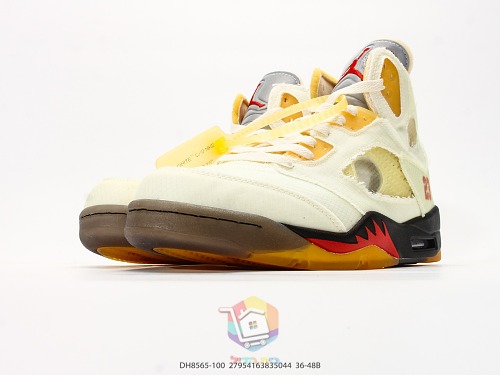 נעלי Off-White x Air Jordan 5 Retro SP בגוון שמנת, תמונה 6