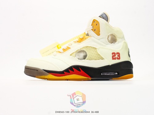 נעלי Off-White x Air Jordan 5 Retro SP בגוון שמנת, תמונה 1