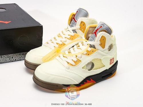נעלי Off-White x Air Jordan 5 Retro SP בגוון שמנת, תמונה 10