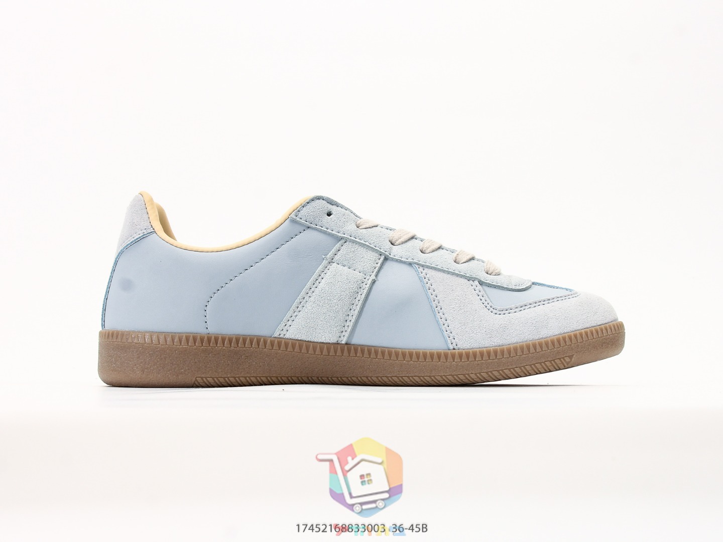 Maison Margiela German Army Trainer Sneaker, Hellblau oder Braun und Grau